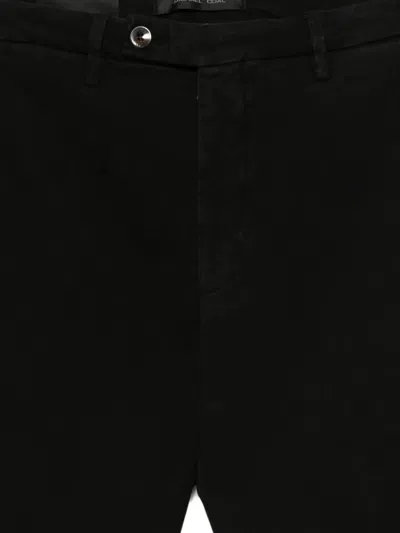 Michael Coal Black Trousers In Modal And Cotton  In Black