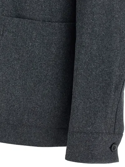 Zegna Wool Jacket Featuring Long Sleeves And Pockets In Gray