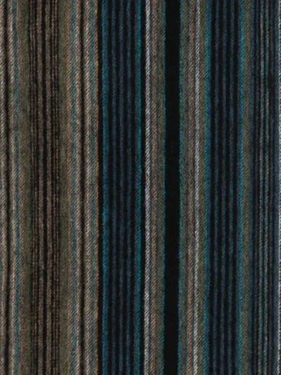 Paul Smith Striped Fringed Scarf In Black