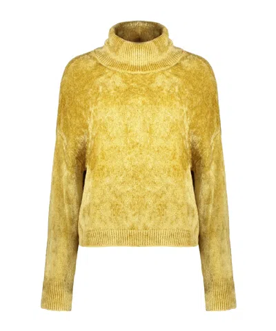 Herno Turtleneck Long-sleeved Sweater In Yellow