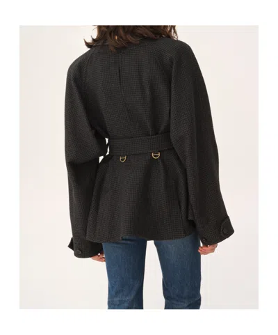 Chloé Wool Belted Jacket With Leather Collar Clothing In Black