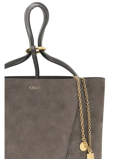 Chloé Spin Suede Tote Bag In Gray