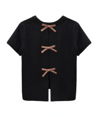 Dorothee Schumacher T-shirt With Satin Bows On The Back In Black