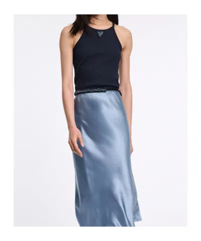 Dorothee Schumacher Tank Top With Embellished Organza Detail In Blue