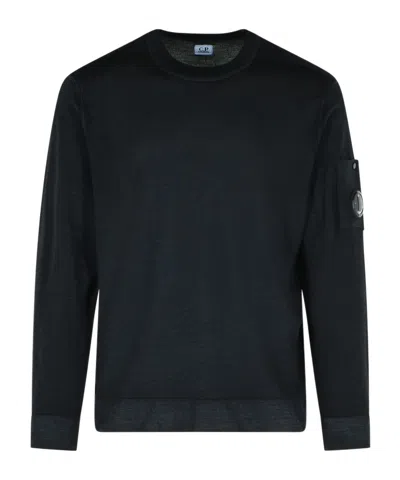 C.p. Company Men Knitwear Crew Neck In Fast Dyed Merinos In Blue