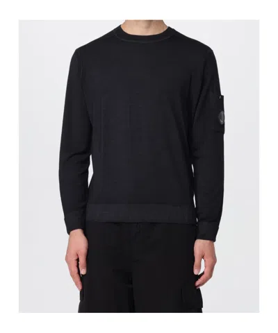 C.p. Company Men Knitwear Crew Neck In Fast Dyed Merinos In Blue