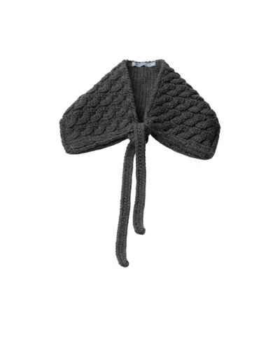 Prada Cable-knit Wool Collar In Gray