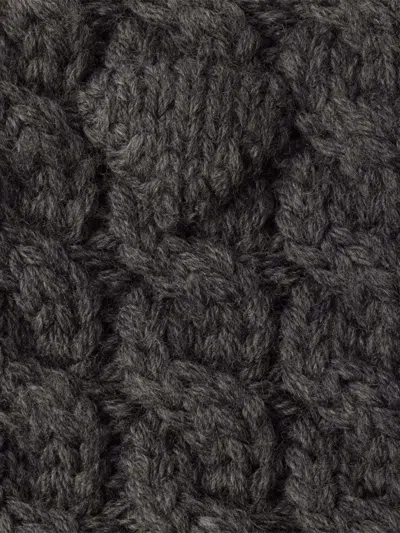 Prada Cable-knit Wool Collar In Gray
