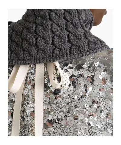 Prada Cable-knit Wool Collar In Gray