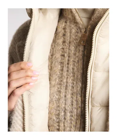 Fay Double Front Coat In Wool And Mohair Herringbone In Neutral