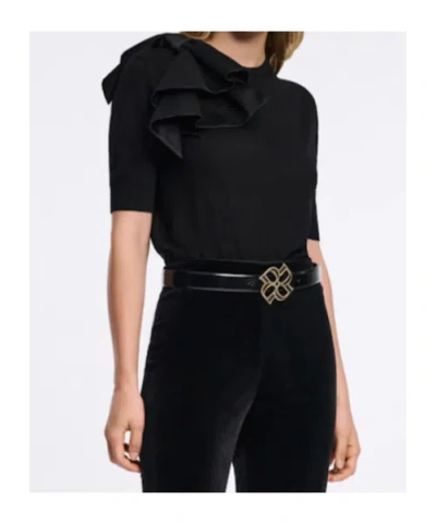 Dorothee Schumacher Virgin Merino Pullover With Satin Bow In Black