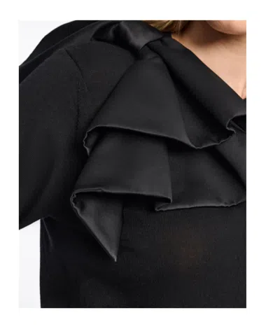 Dorothee Schumacher Virgin Merino Pullover With Satin Bow In Black