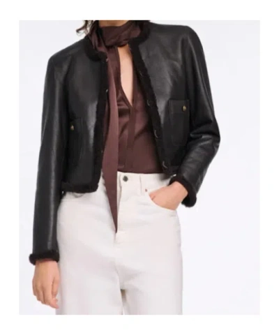 Dorothee Schumacher Soft Touch Reversible Shearling Jacket In Black Chocolate In Brown