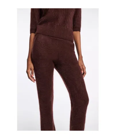 Dorothee Schumacher Fluffy Statement Wool And Cashmere-blend Flared Pants In Brown