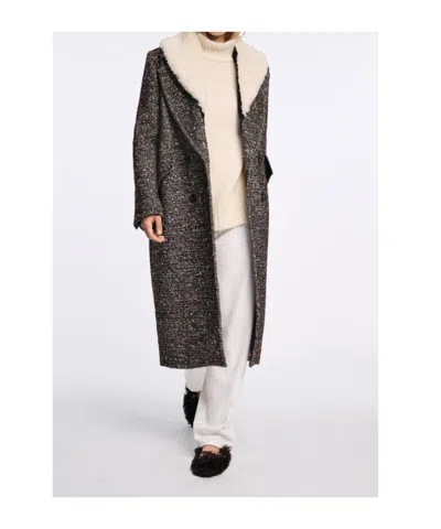 Dorothee Schumacher Wool-mix Coat With Removable Faux Fur Collar In Gray