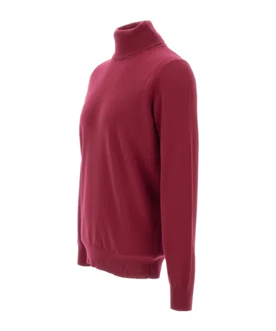 Kangra Cashmere Turtleneck Ribbed Sweater In Burgundy