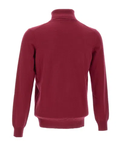 Kangra Cashmere Turtleneck Ribbed Sweater In Burgundy