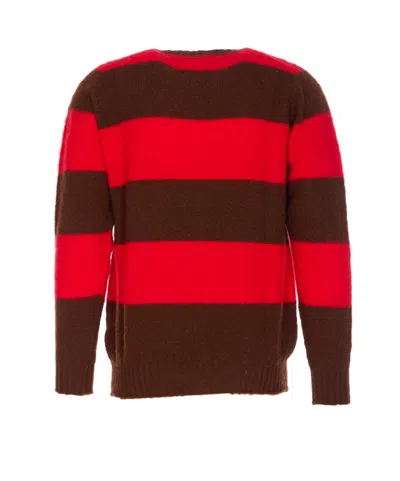Howlin' Striped Crewneck Sweater Long Sleeves In Brown