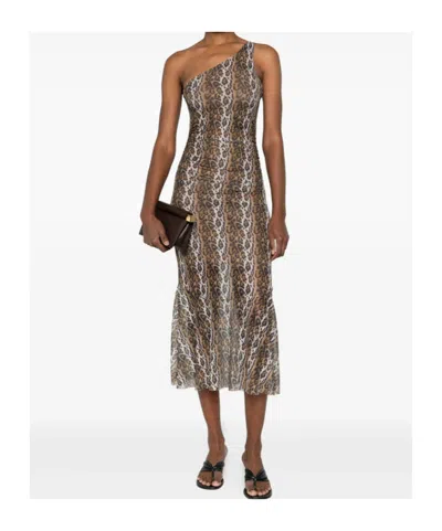 House Of Sunny Womens Multi Leopard Asymmetric Stretch-woven Maxi Dress