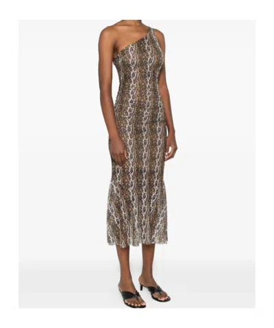 House Of Sunny Womens Multi Leopard Asymmetric Stretch-woven Maxi Dress