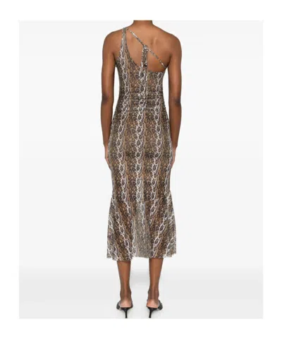House Of Sunny Womens Multi Leopard Asymmetric Stretch-woven Maxi Dress