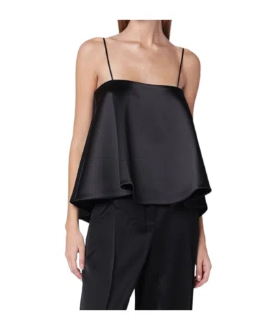Rohe Peplum Satin Top In Black
