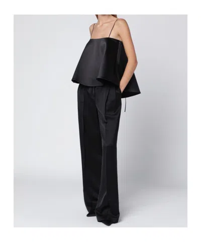 Rohe Peplum Satin Top In Black