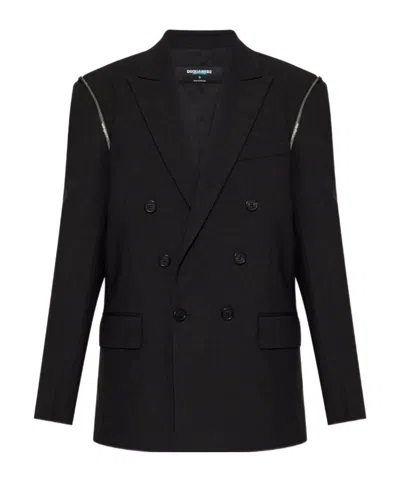 Dsquared2 X Bettter Double-breasted Zip Blazer In Black
