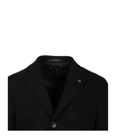 Tagliatore Lapel Coat In Black
