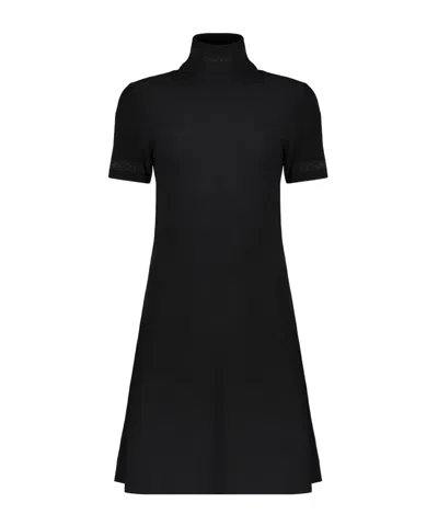 Herno Elegant Black Dress With High Collar In Black