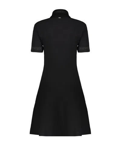 Herno Elegant Black Dress With High Collar In Black