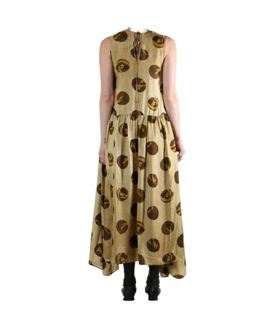 Uma Wang Sleeveless Tiered Dress Abstract Print In Brown