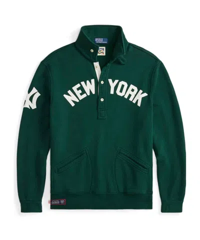 Polo Ralph Lauren Mens Yankees Spread-collar Cotton-blend Sweatshirt Moss Agate In Green