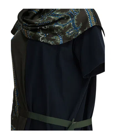 Sacai Paisley Print Paneled T-shirt In Blue