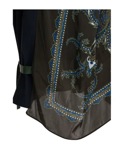 Sacai Paisley Print Paneled T-shirt In Blue