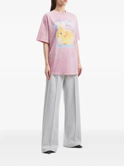 Msgm Rabbit-graphic T-shirt In Pink