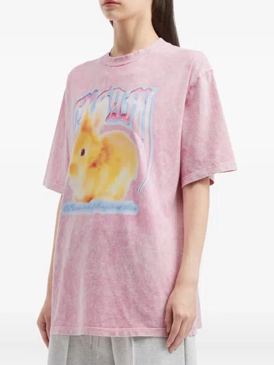 Msgm Rabbit-graphic T-shirt In Pink