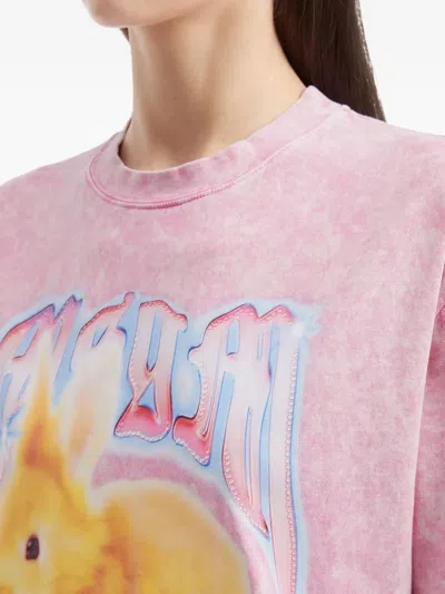 Msgm Rabbit-graphic T-shirt In Pink