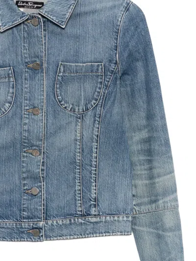 Pre-owned Ferragamo 1990-2000s Single-breasted Denim Jacket In Blue