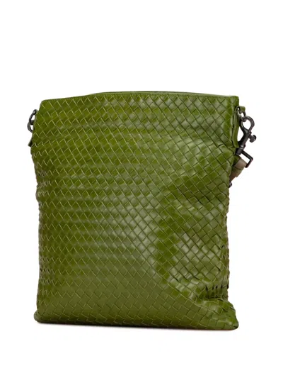 Pre-owned Bottega Veneta 2012-2025 Nappa Intrecciato Crossbody Bag In Green