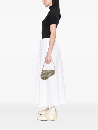 Pre-owned Dior 2001 Mini Issimo Canvas Saddle Pochette Shoulder Bag In Green