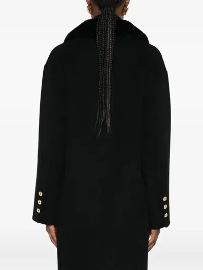 Ermanno Firenze Wool Blend Double-breasted Coat In Black