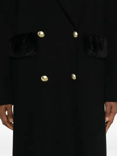 Ermanno Firenze Wool Blend Double-breasted Coat In Black