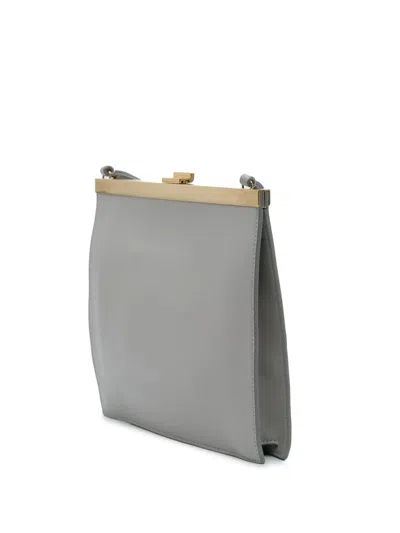 Pre-owned Celine 2017 Mini Leather Clasp Crossbody Bag In Gray