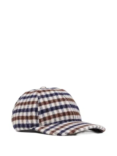Aquascutum Checked Cap In Brown