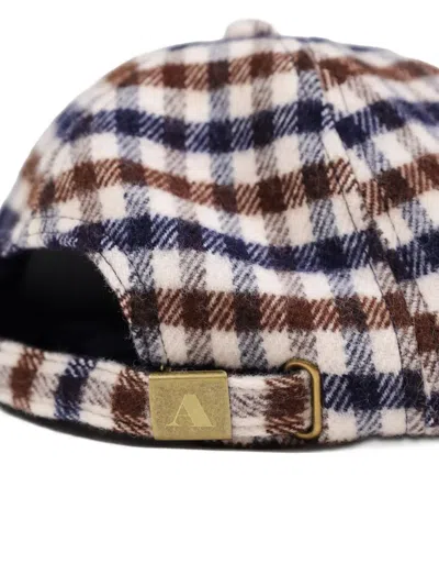 Aquascutum Checked Cap In Brown