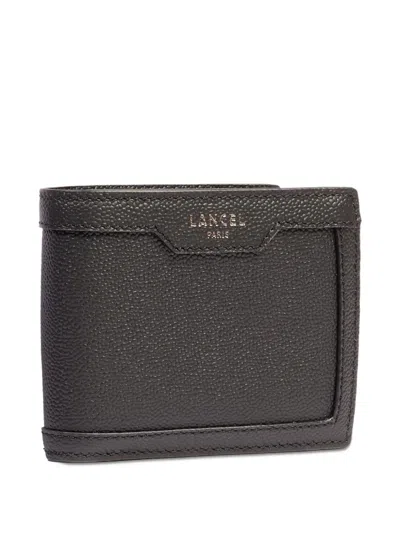 Lancel Compact Leather Wallet In Black