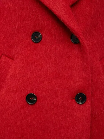 Msgm Double-breasted Coat In Red