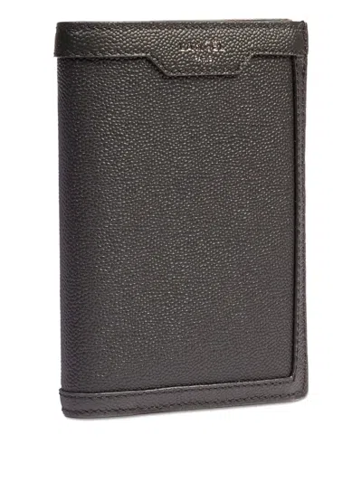 Lancel Compact Leather Wallet In Black