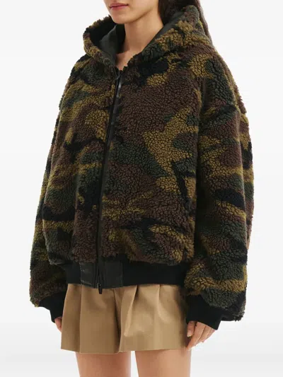 Juunj Hooded Camouflage-pattern Jacket In Green